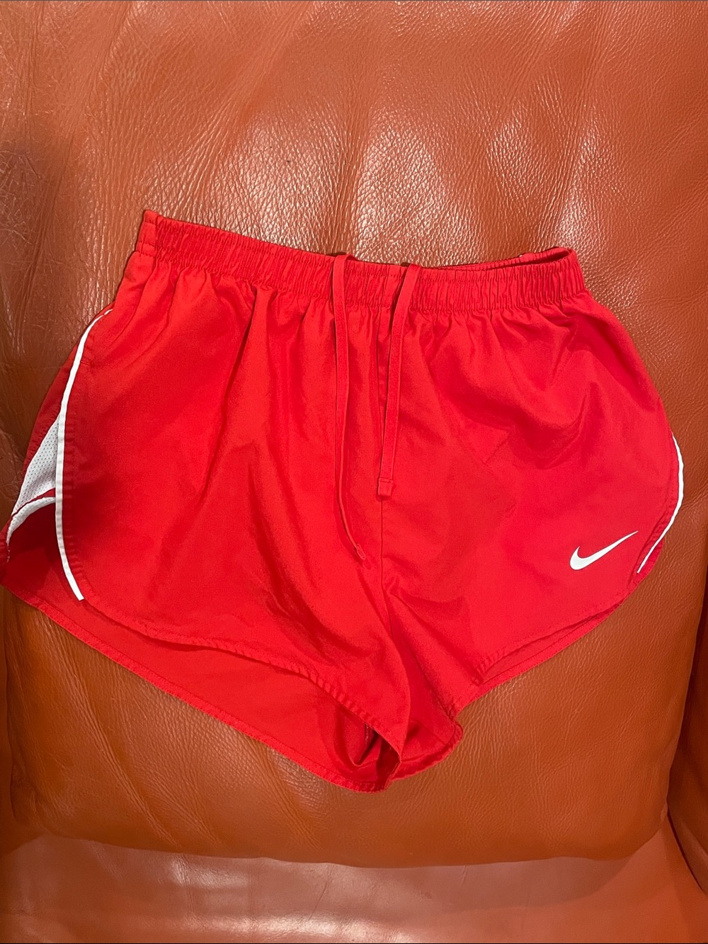 Nike Women's Red Athletic Running Shorts with White Trim
